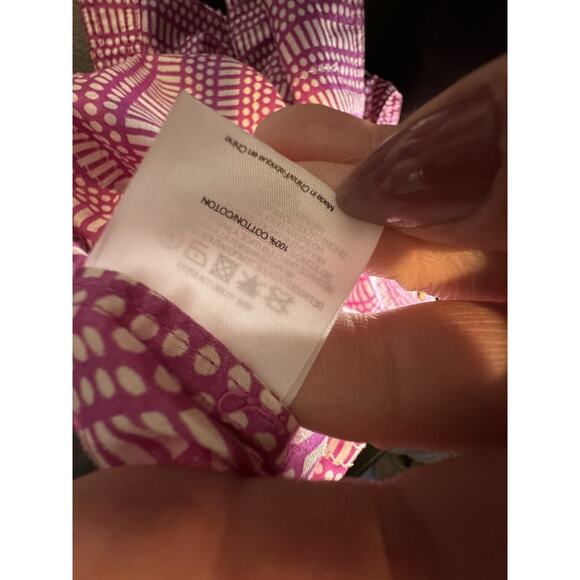 Tory Burch Size 6 Women Stephanie Embellished Blouse Pink Printed Boho 56-24 - Picture 8 of 9